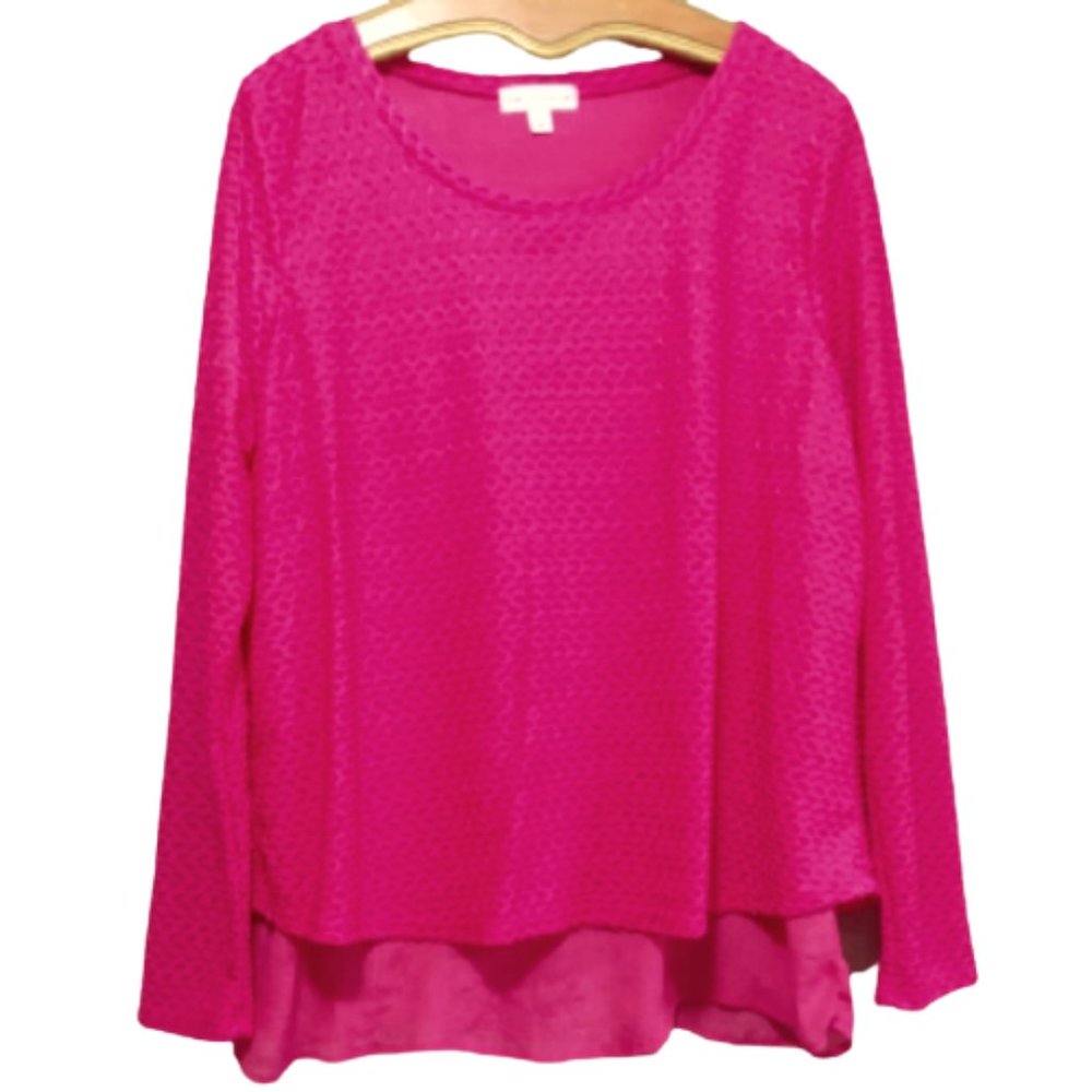 Rebecca Malone Pink Long Sleeve Ruched Blouse XL